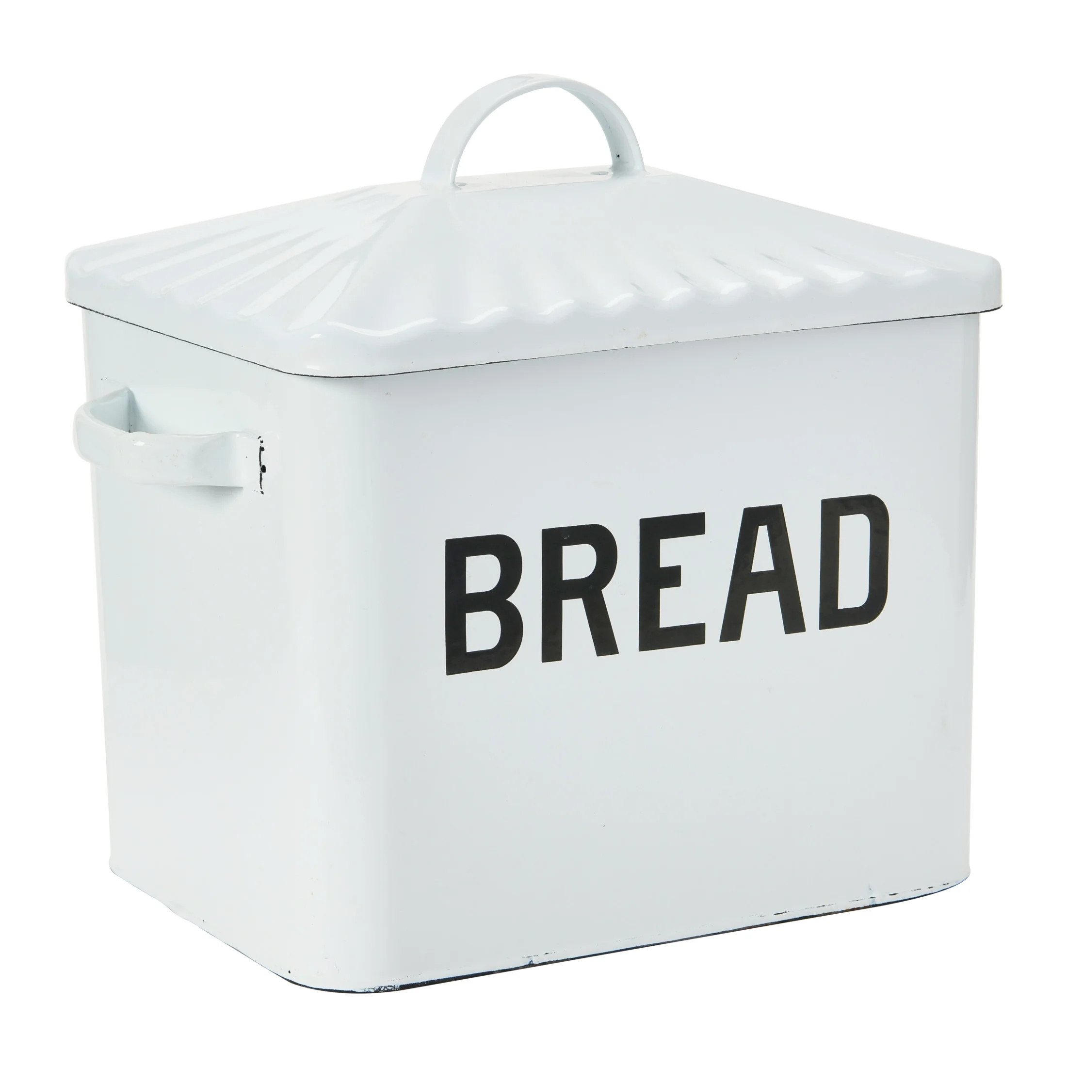 Creative Co-Op Farmhouse Enameled Metal Bread Box with "Bread" Message, White and Black | Walmart (US)