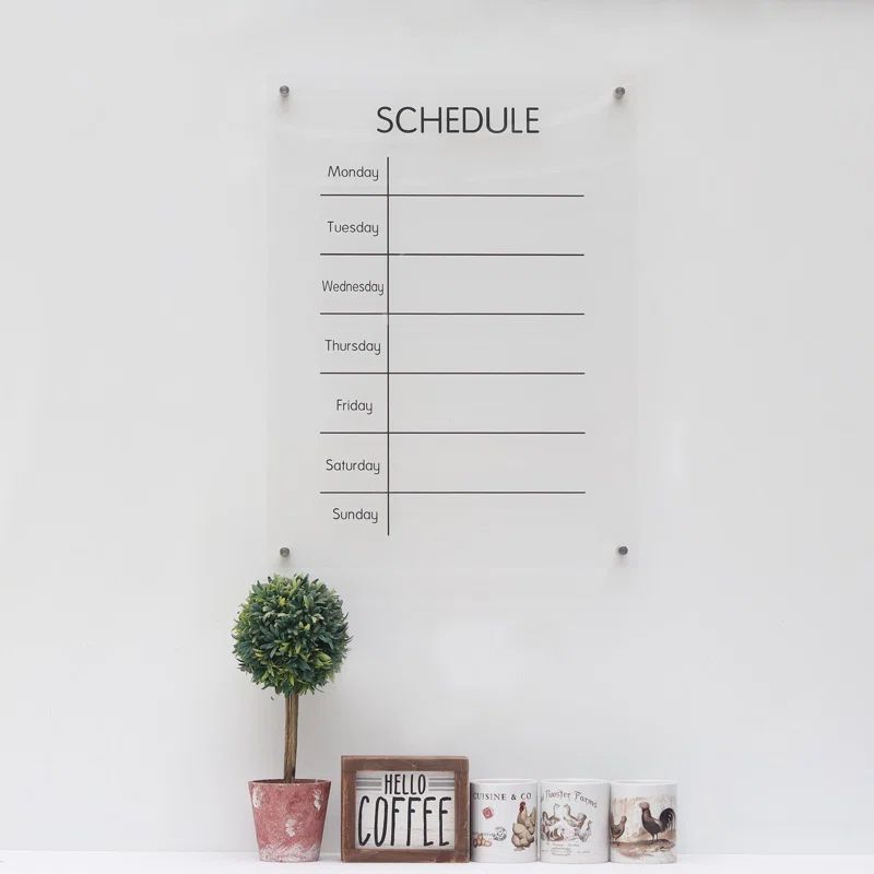 Clear Acrylic Weekly Planner Dry Erase Board - Schedule | Wayfair North America