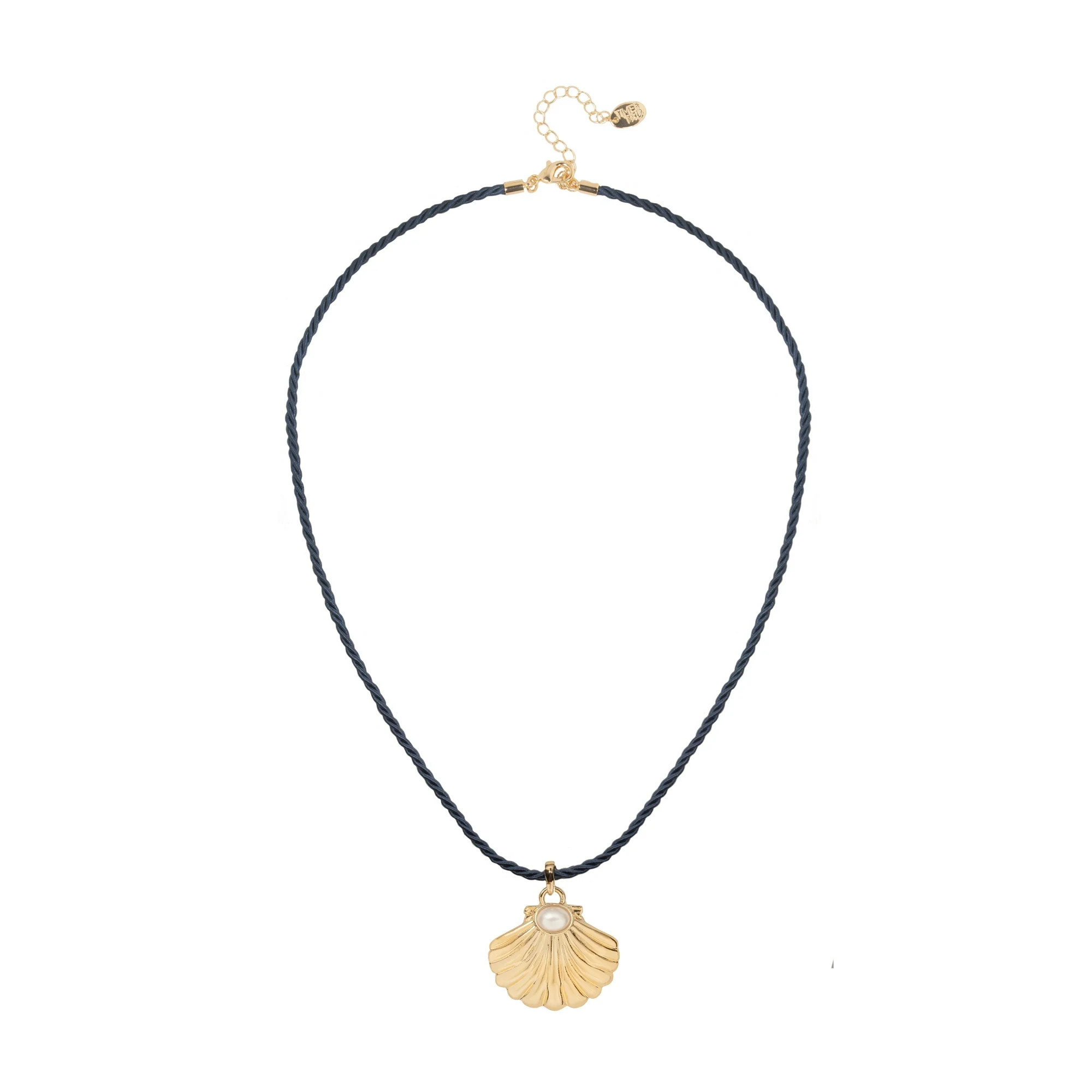 Time and Tru Elegant Seashell and Pearl Corded Pendant Necklace with Gold Tone Finish | Walmart (US)