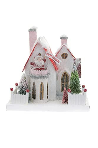 Cody Foster and Co Santa's White and Red 8.5 inch Christmas Village House Happy Holidays, Multicolor | Amazon (US)