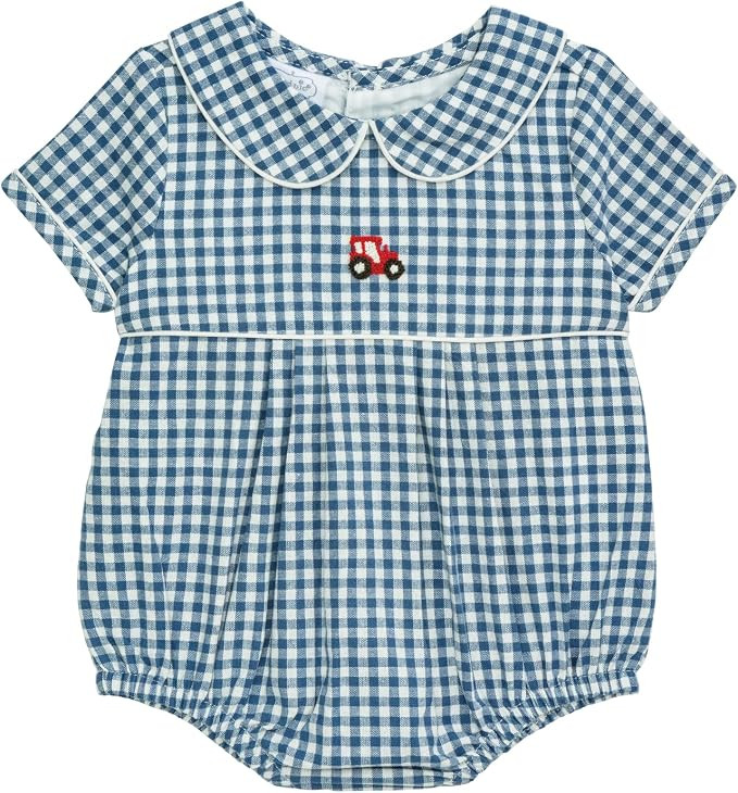 Mud Pie Baby Boy Farm Icon Gingham Bubble | Amazon (US)