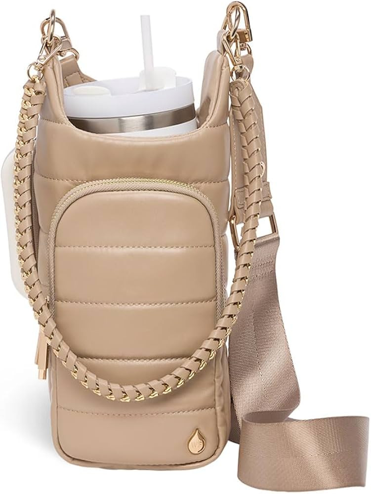 WanderFull HydroBag Handle®, Vegan Leather Hands-Free Crossbody 40 Oz Water Bottle Carrier w/Str... | Amazon (US)