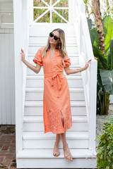 Short Sleeve Coatue Caftan - Coral Reef | Julia Amory