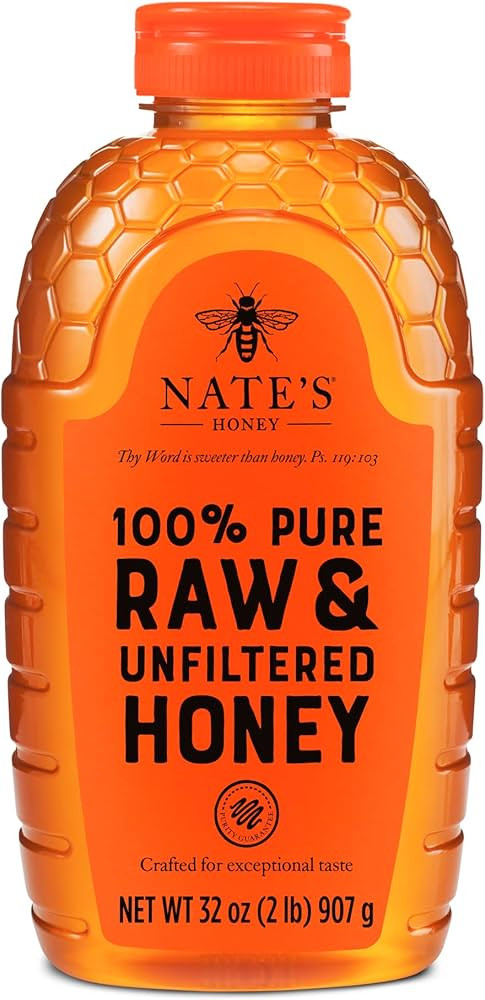 Nate's 100% Pure, Raw & Unfiltered Honey - Award-Winning Taste, 32oz. Squeeze Bottle | Amazon (US)