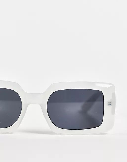 Jeepers Peepers square sunglasses with frosted transparent frames | ASOS (Global)