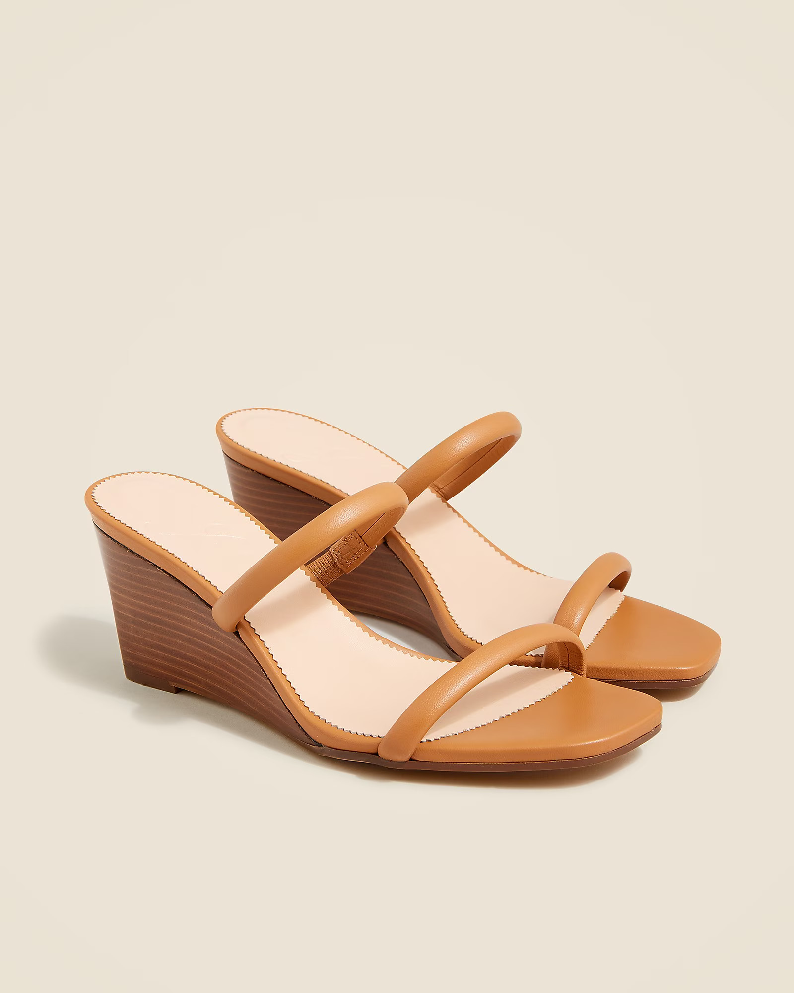 Double-strap stacked wedges in leather | J. Crew US