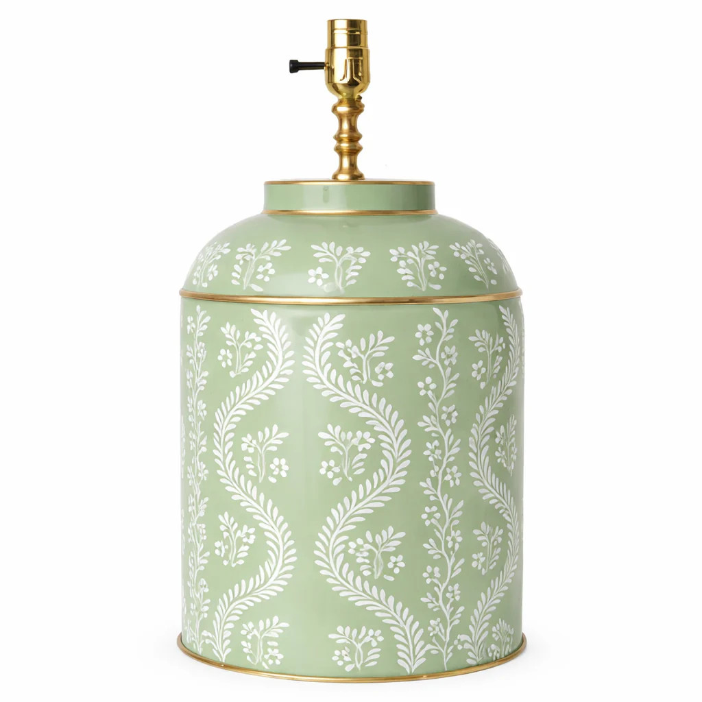 Green Ikat Trellis Tea Caddy Lamp | The Enchanted Home