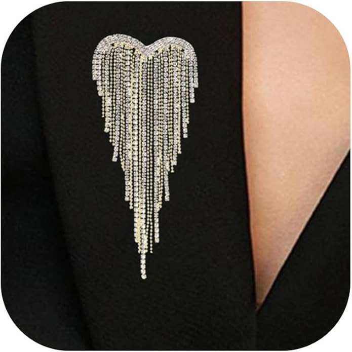 New Year Rhinestone Tassel Brooch Sparkly Crystal Pin Elegant Holiday Jewelry Gift for Women New ... | Amazon (US)