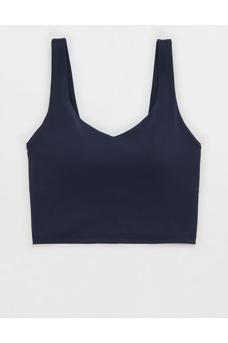 OFFLINE By Aerie Real Me Low Key Longline Sports Bra Women's Steel Blue L | Aerie