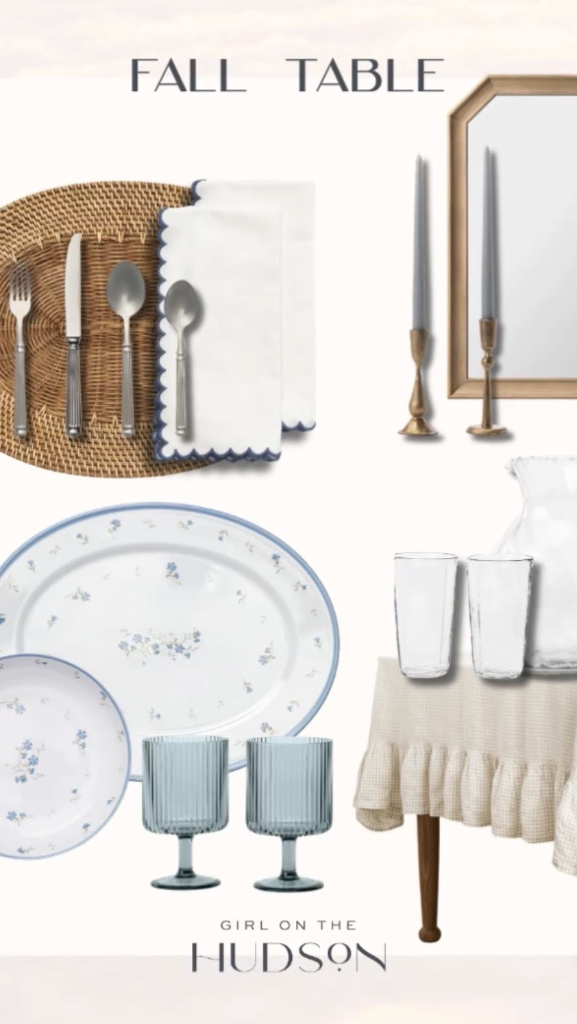 Fall table inspiration that feels warm and collected without going too seasonal. I love the mix of woven texture, soft blue details, delicate florals, and brass accents for a table that works all season long.

fall table decor, fall tablescape, dining room decor, fall entertaining, table setting ideas, blue and white decor, woven placemats, fall hosting, seasonal table decor, girlonthehudson

#LTKHome #LTKSeasonal