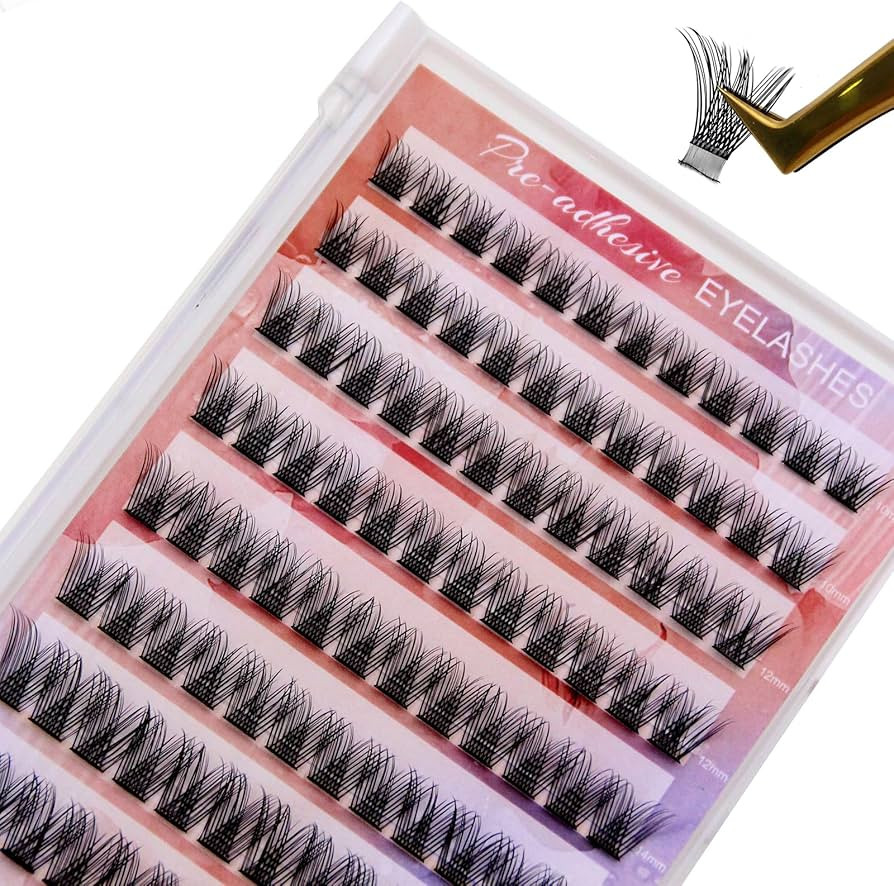 No Glue Self Adhesive Eyelashes DIY 96 Cluster Lashes Extension Mix 10-16mm Wispy and Long-Lastin... | Amazon (US)