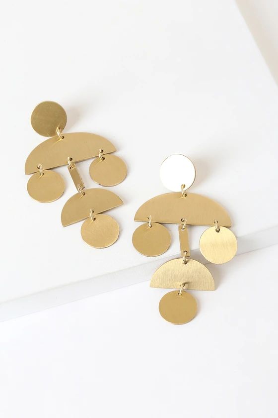 Shaped by Love Brushed Gold Geometric Earrings | Lulus (US)