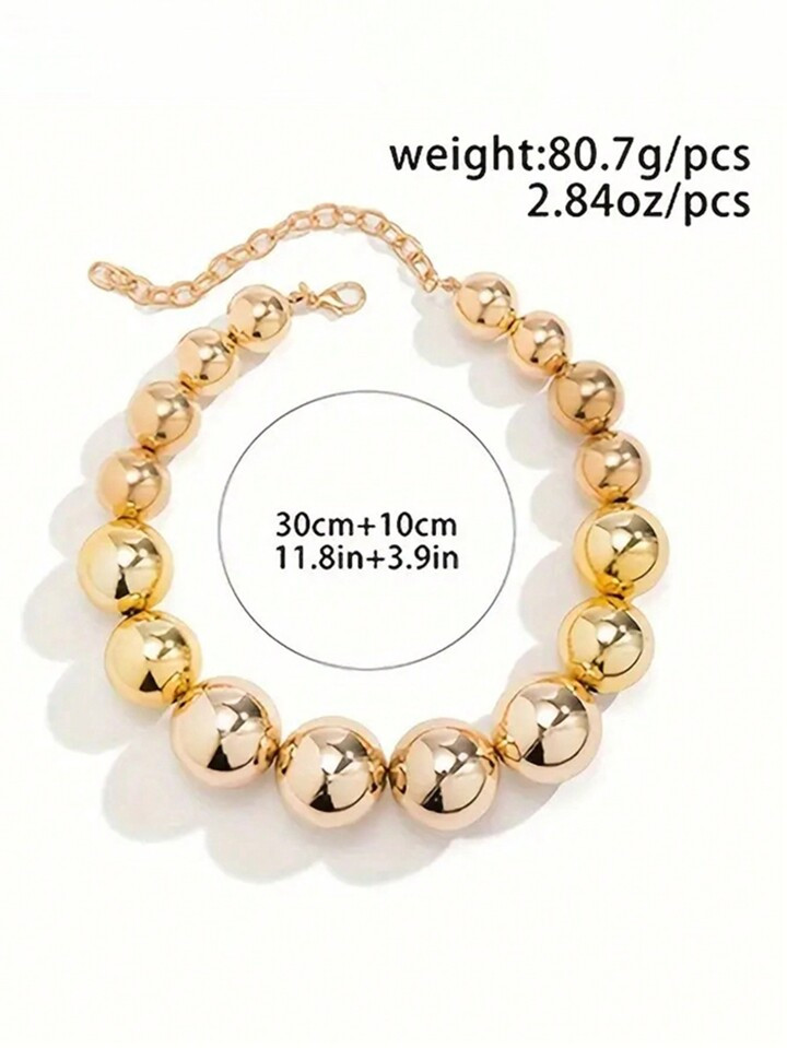 1pc Punk Style Exaggerated Geometric Bead Chain Necklace, Women Choker Necklace | SHEIN