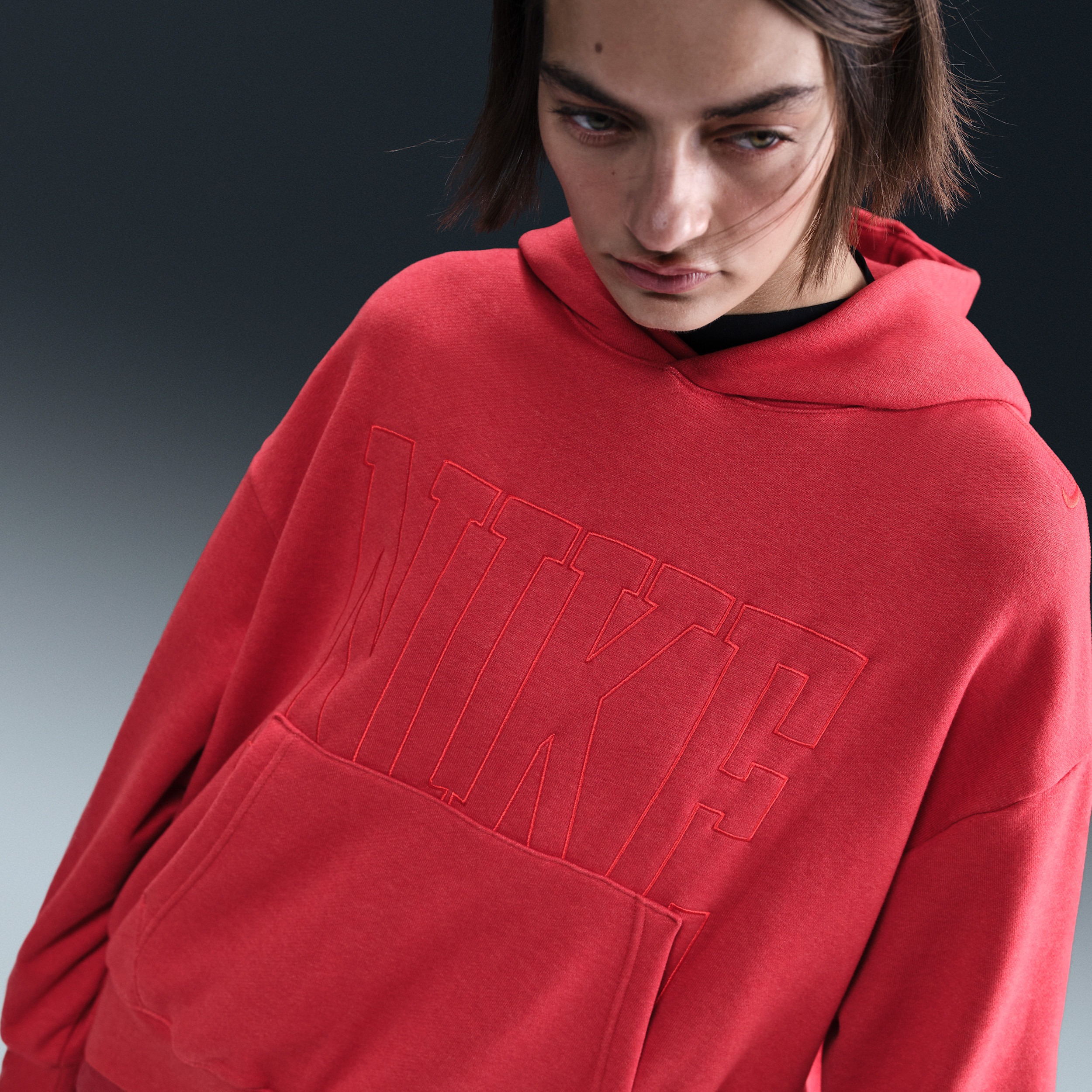 Women's Nike Sportswear Over-Oversized French Terry Pullover Hoodie in Red | HQ5887-657 | Nike (US)