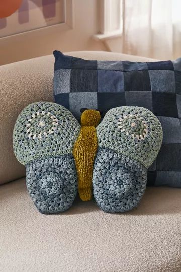Crochet Butterfly Throw Pillow | Urban Outfitters (US and RoW)