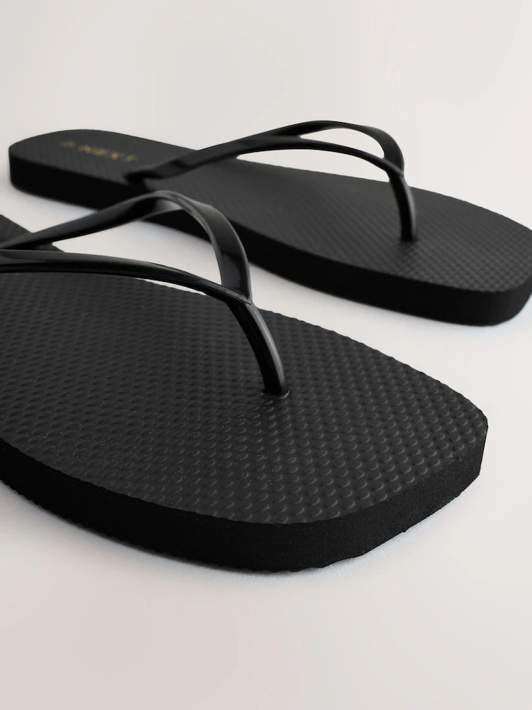 Black Square Toe Flip Flops | Next EU