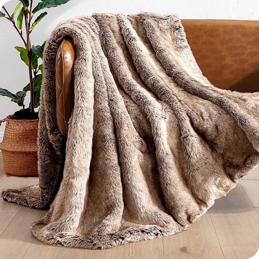 Bare Home Faux Fur Blanket - Ultra-Soft Luxurious - Cozy Warm Blanket for Couch, Sofa, Chair, Bed... | Amazon (US)
