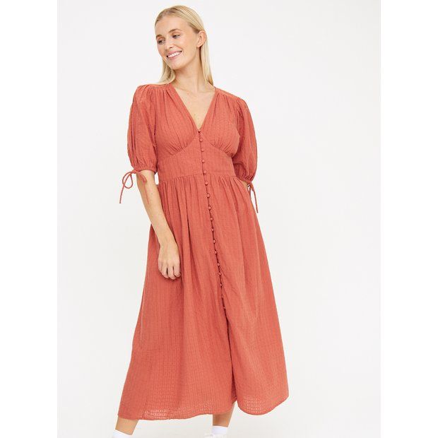 Buy Chestnut Textured Midaxi Dress 12L | Dresses | Tu | Tu Clothing