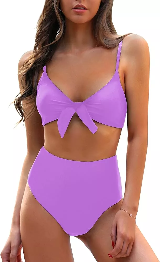  Blooming Jelly Womens High Waisted Bikini Set Tie Knot High  Rise Two Piece Swimsuits Bathing Suits : Clothing, Shoes & Jewelry