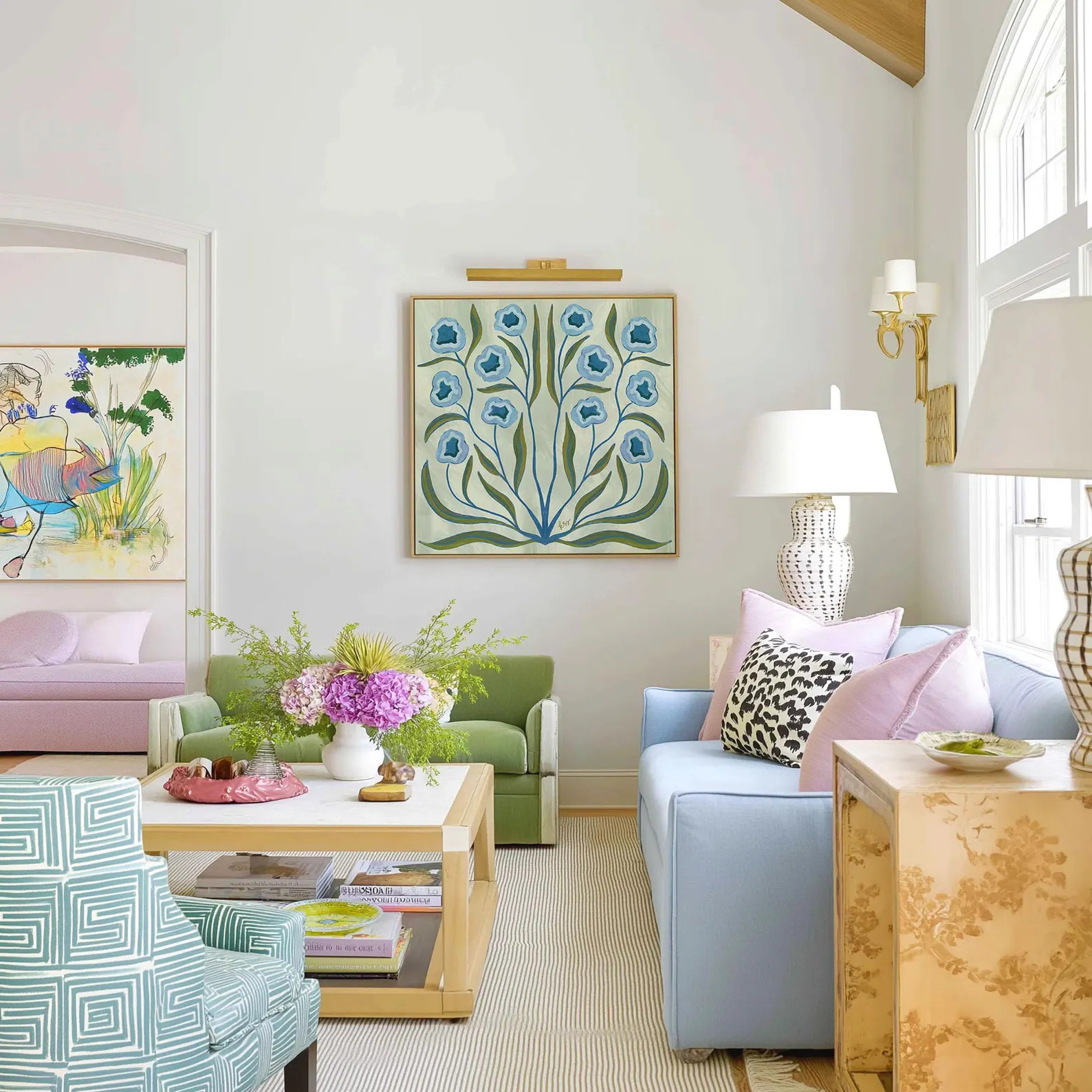 Botanical Fine Art Print | Blue, Green, & Olive Flowers | Modern Southern | Rainey Studio | Etsy (US)