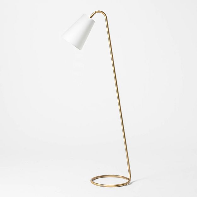 Metal Tube Leaning Floor Lamp (Includes LED Light Bulb) Brass - Threshold™ designed with Studio... | Target