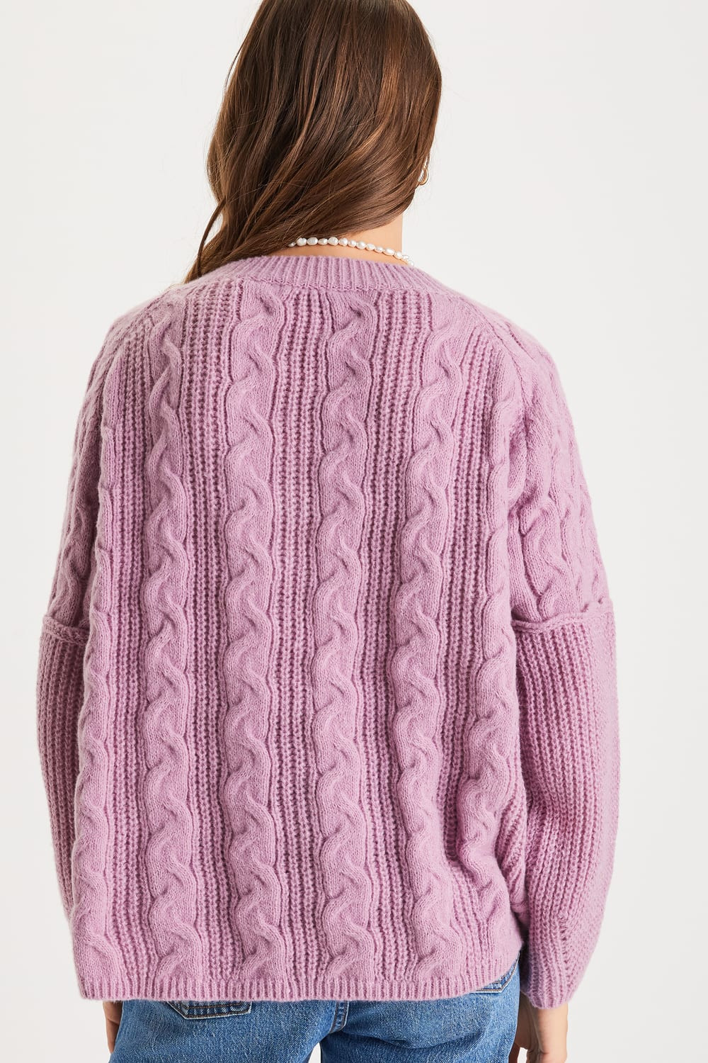 Toasty Charm Lavender Cable Knit Notched Oversized Sweater | Lulus