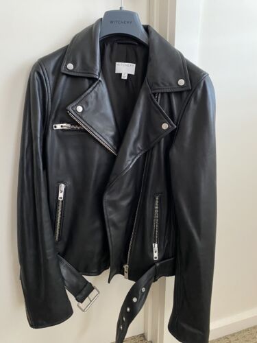 WITCHERY Black Leather Biker Jacket (SIZE 8) | eBay AU