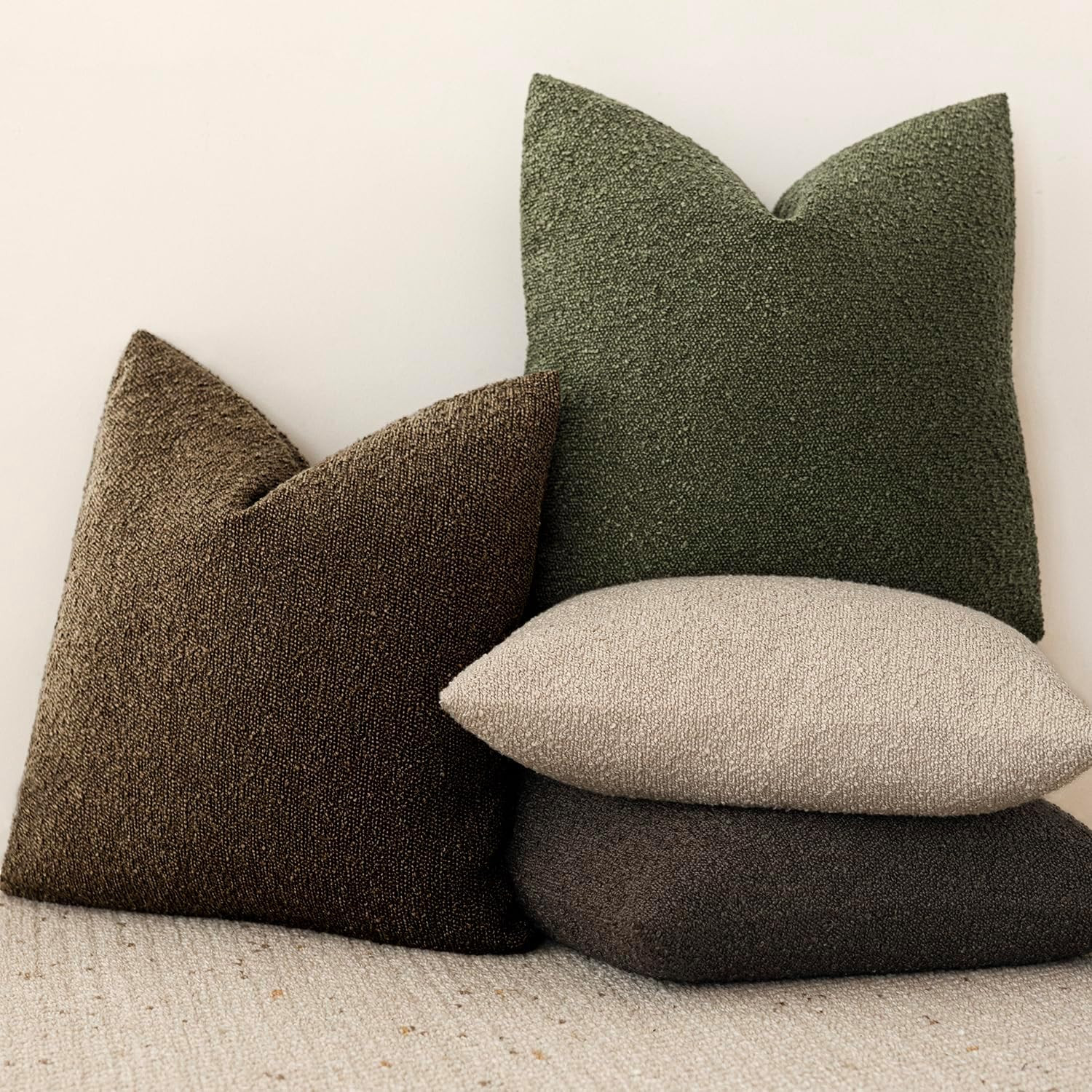 Foindtower Pack of 2 Textured Boucle Throw Pillow Covers Accent Solid Decorative Pillow Cases Coz... | Amazon (US)