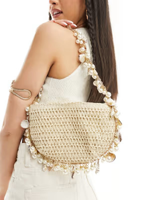 South beach crochet shoulder bag with pearl and shell embellishment  | ASOS | ASOS (Global)