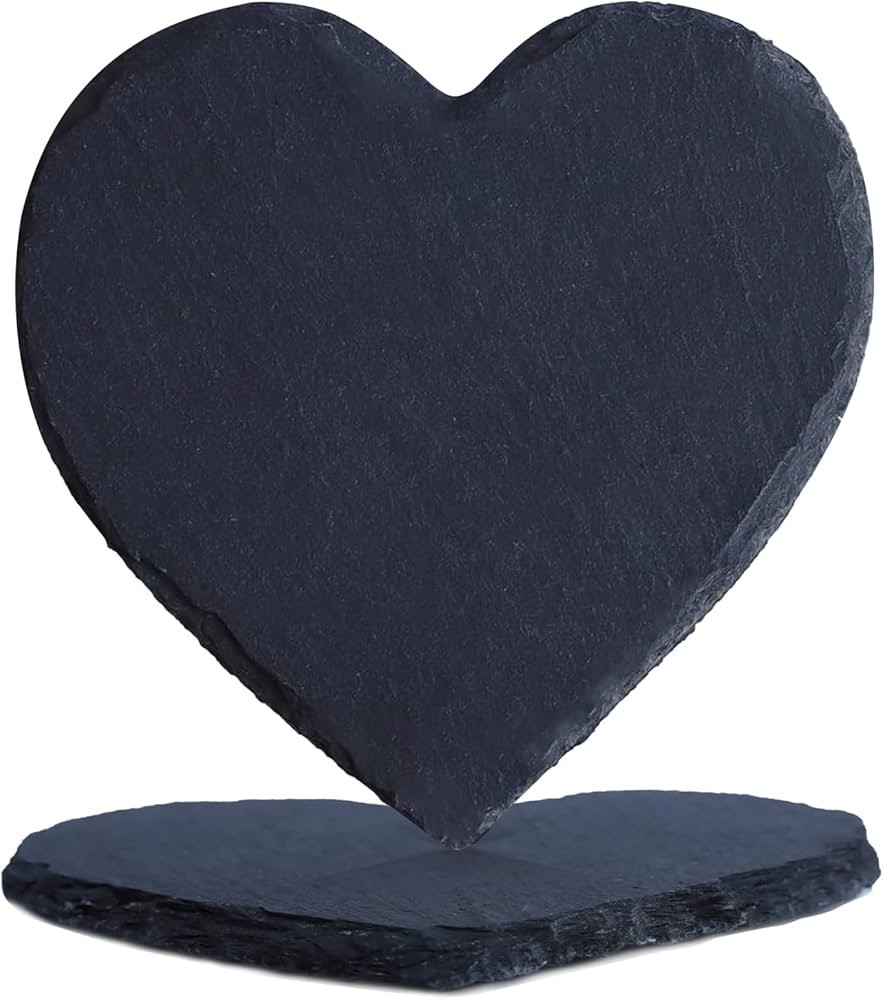 Black Heart Coasters Nature Stone 2 Pack, Hot Cup Drink Coasters Anti-Scratch, Table Décor for O... | Amazon (US)