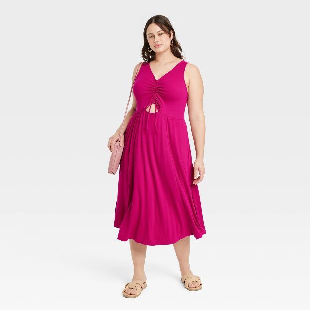 Women's Plus Size Sleeveless Cinched Front Peephole Dress - Ava & Viv™ | Target