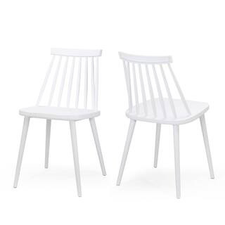 Noble House Dunsmuir White Farmhouse Spindle-Back Dining Chair (Set of 2) 55399 | The Home Depot
