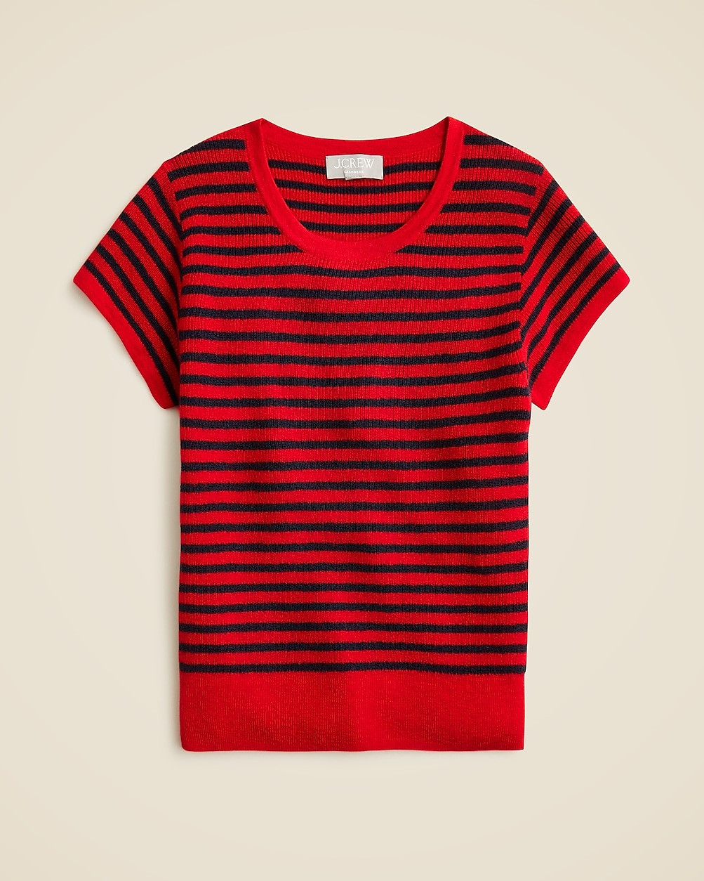 Ribbed featherweight cashmere T-shirt in stripe | J. Crew US
