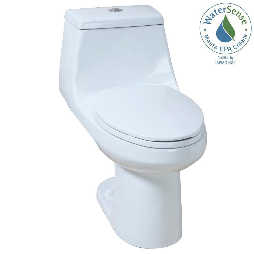 Glacier Bay 1-piece 1.1 GPF/1.6 GPF High Efficiency Dual Flush Elongated All-in-One Toilet in White- | The Home Depot