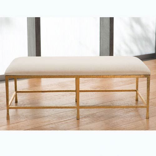 Studio A Quad Pod Gold Leaf Bench with Muslin Cushion | Bellacor