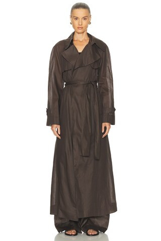 Adam Lippes Jupiter Trench Coat in Ebony - Brown. Size S (also in XS). | FWRD 