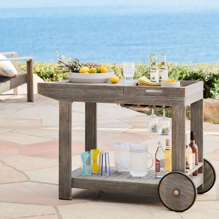 Portside Outdoor Folding Bistro Dining (27") & Bar Cart Set | West Elm (US)