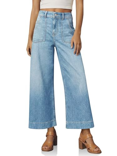 Cicy Bell Womens Cropped Wide Leg Jeans High Waisted Stretchy Denim Pants | Amazon (US)
