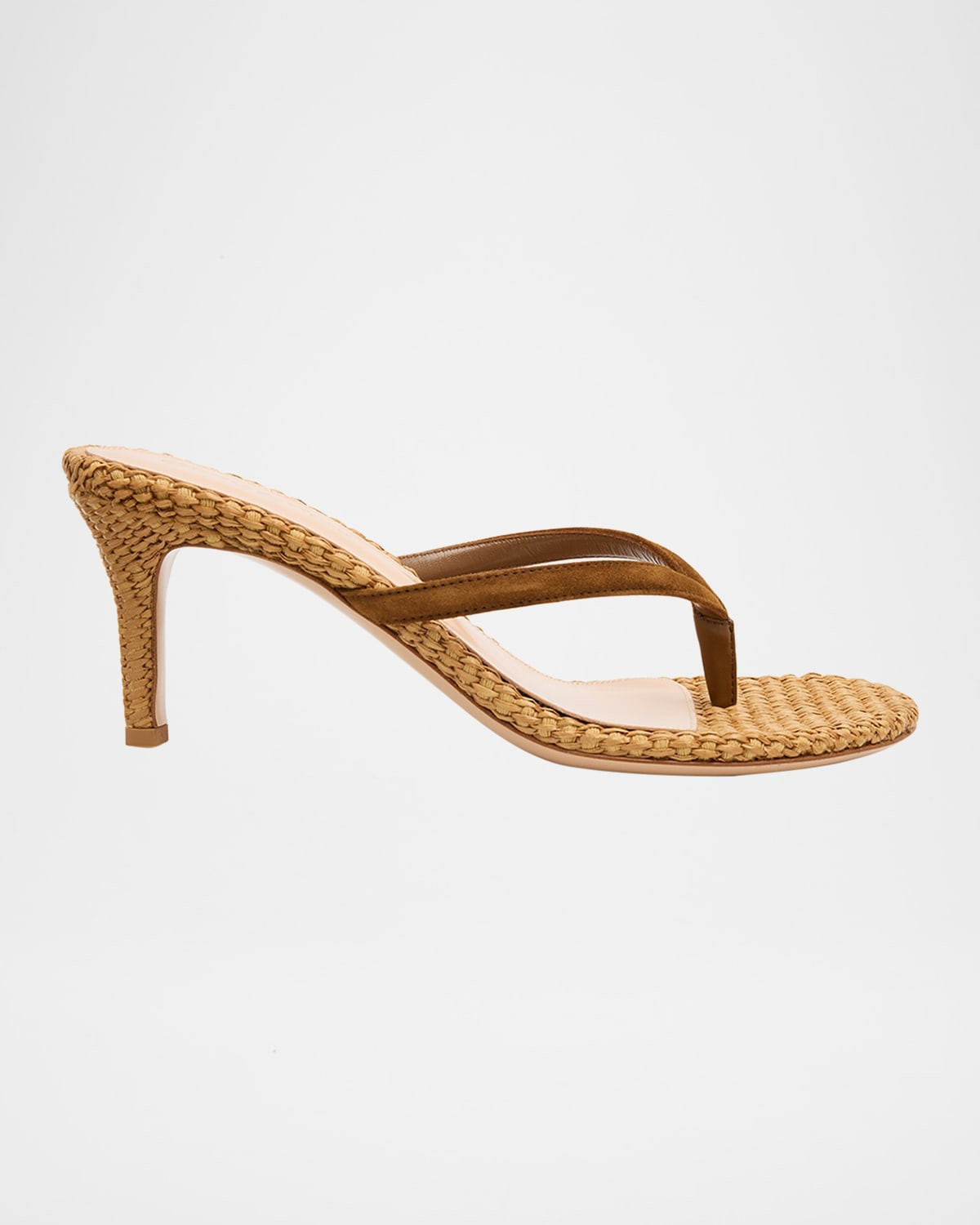 Calypso 70 Suede & Raffia Thong Sandals | Neiman Marcus