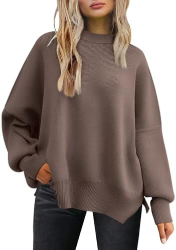 LILLUSORY Women's Oversized Batwing Sweaters 2025 Fall Outfits Trendy Crewneck Knit Side Slit Fas... | Amazon (US)