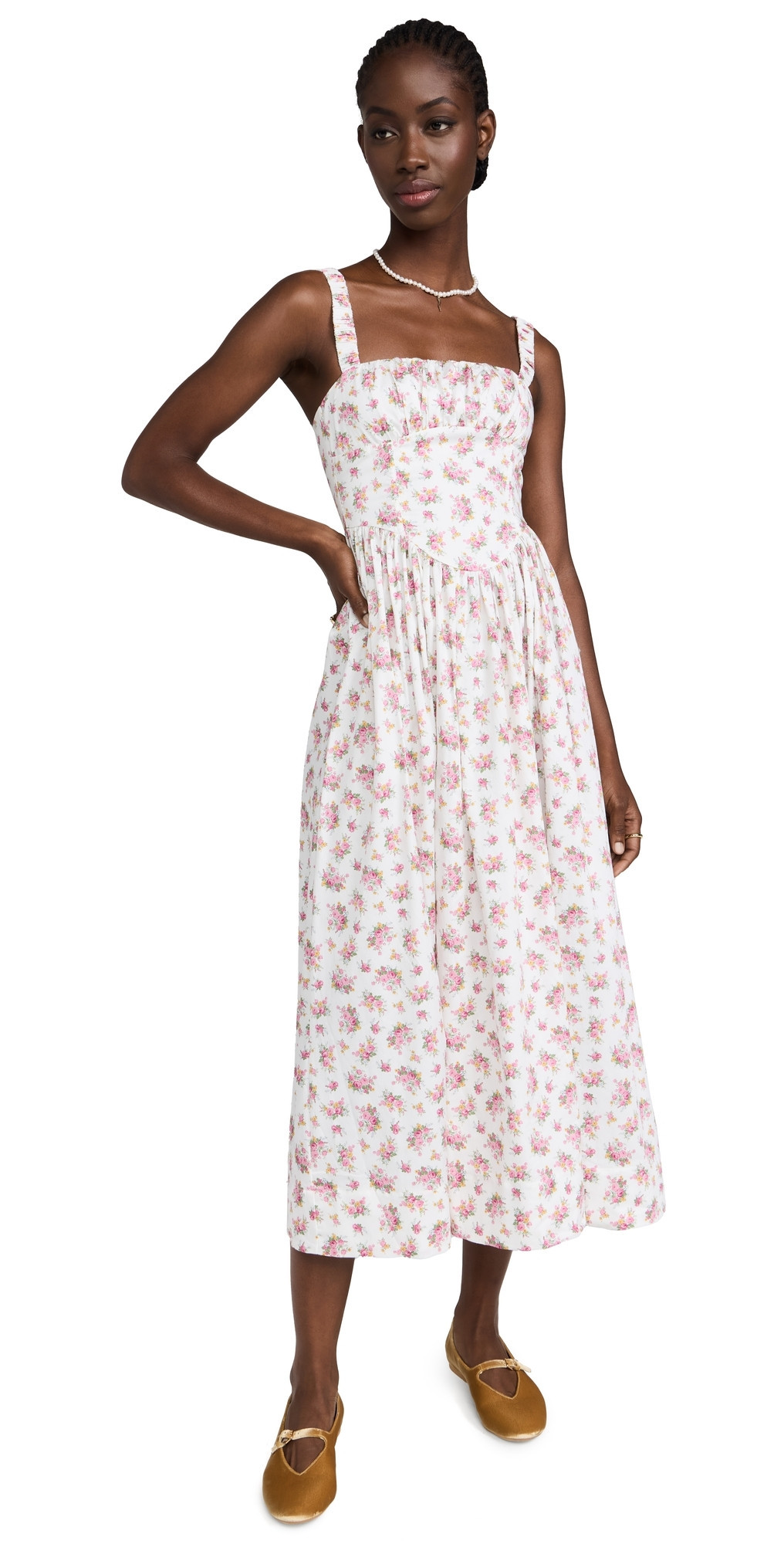 For Love & Lemons Etienne Midi Dress Pink L | Shopbop