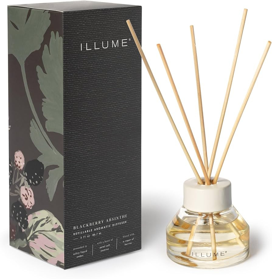 Illume Beautifully Done Essentials BlackBerry Absinthe Aromatic Diffuser 3.5" x 3.5" x 9.5" | Amazon (US)