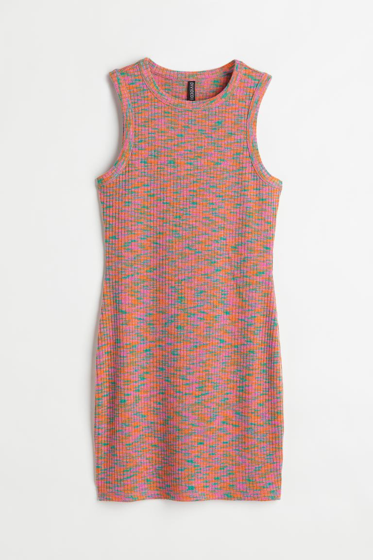 Rib-knit Dress - Pink/patterned - Ladies | H&M US | H&M (US + CA)