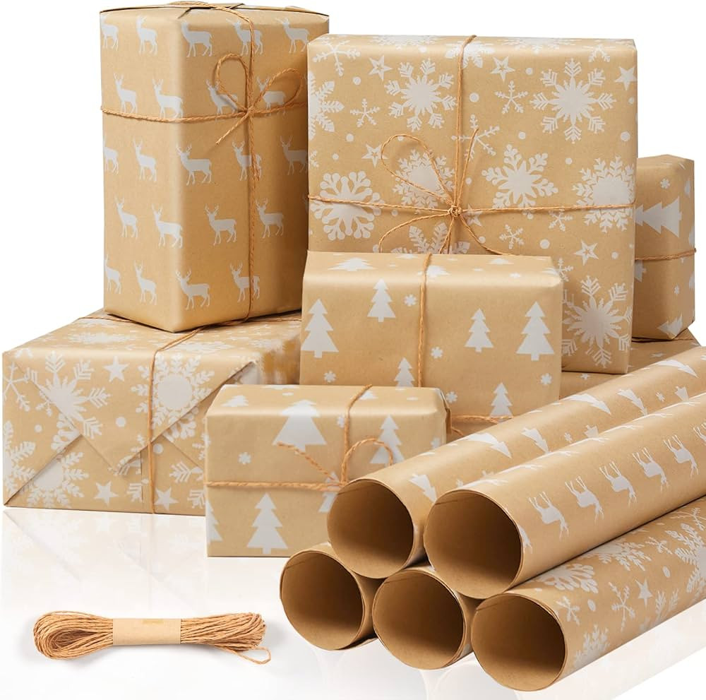 Weihnachtspapier Geschenkpapier,5 Rollen in 1 Rolle Weihnachts Geschenkpapier Set Weihnachtsgesch... | Amazon (DE)