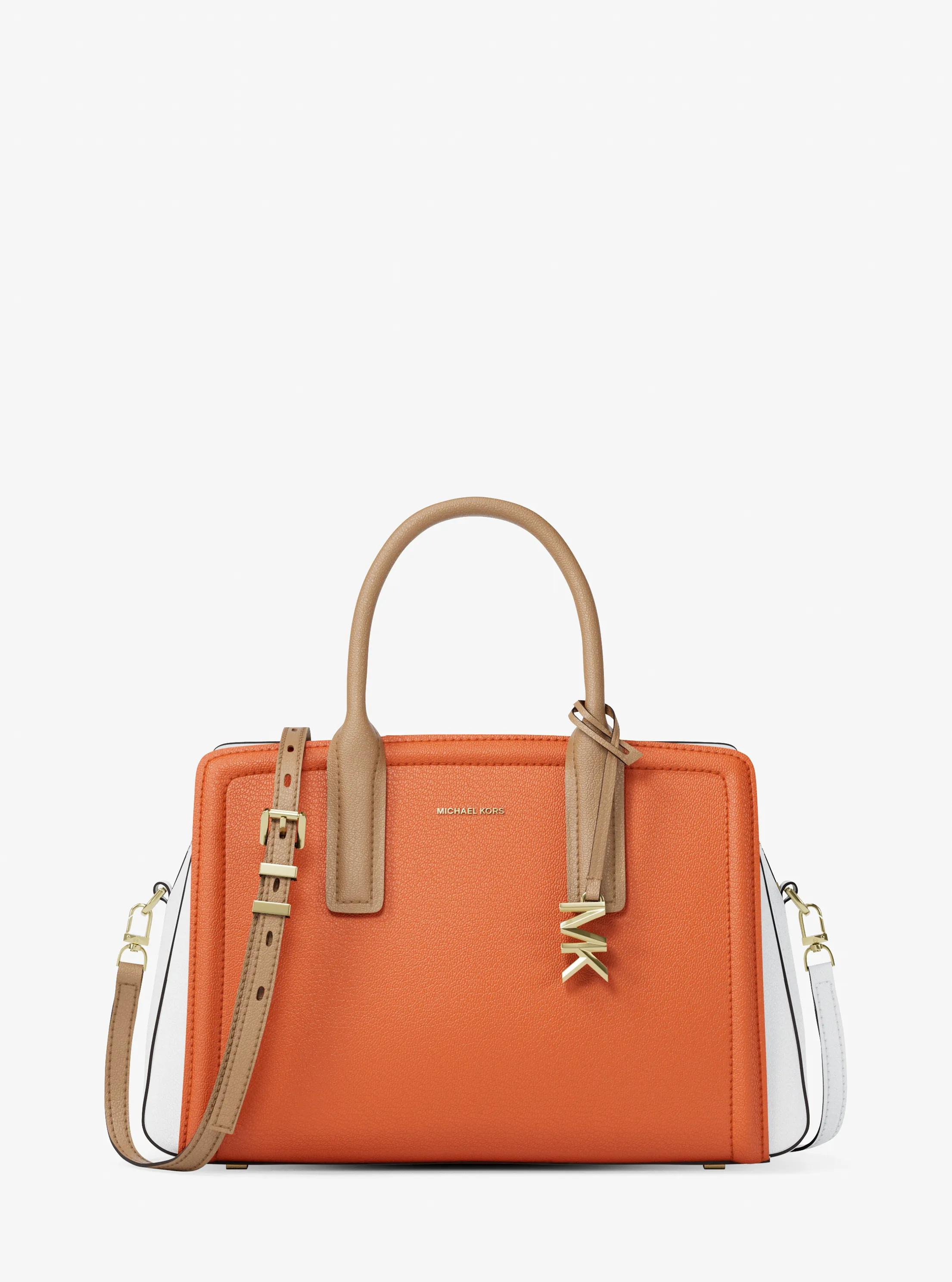 Laila Medium Color-Block Pebbled Leather Satchel | Michael Kors US