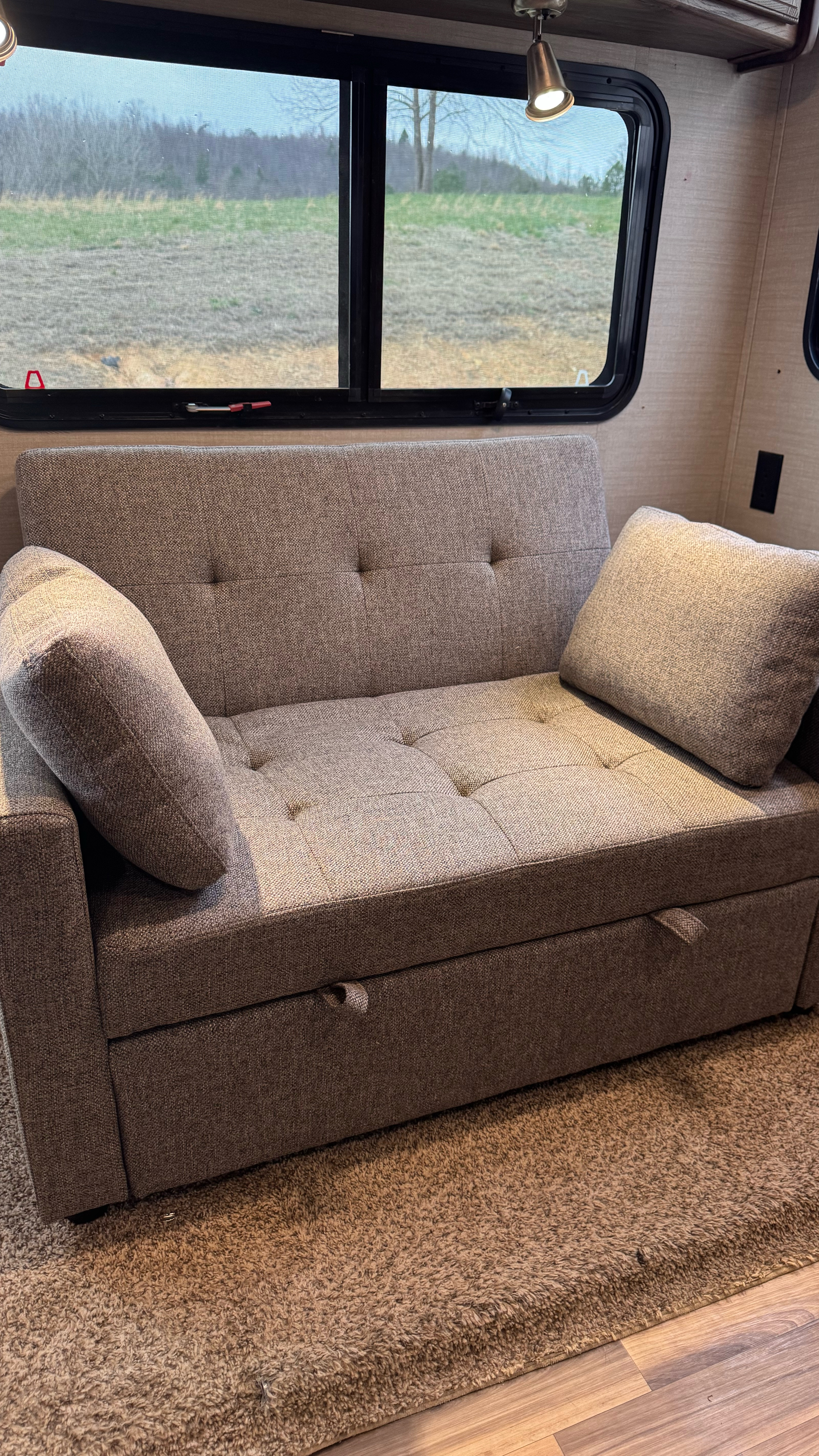 Replaced our camper sofa with a new one and it’s so cute! 
Camper. Rv. Camping. Family  
