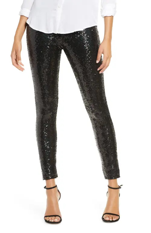 Commando High Waist Sequin Leggings in Black at Nordstrom, Size Large | Nordstrom