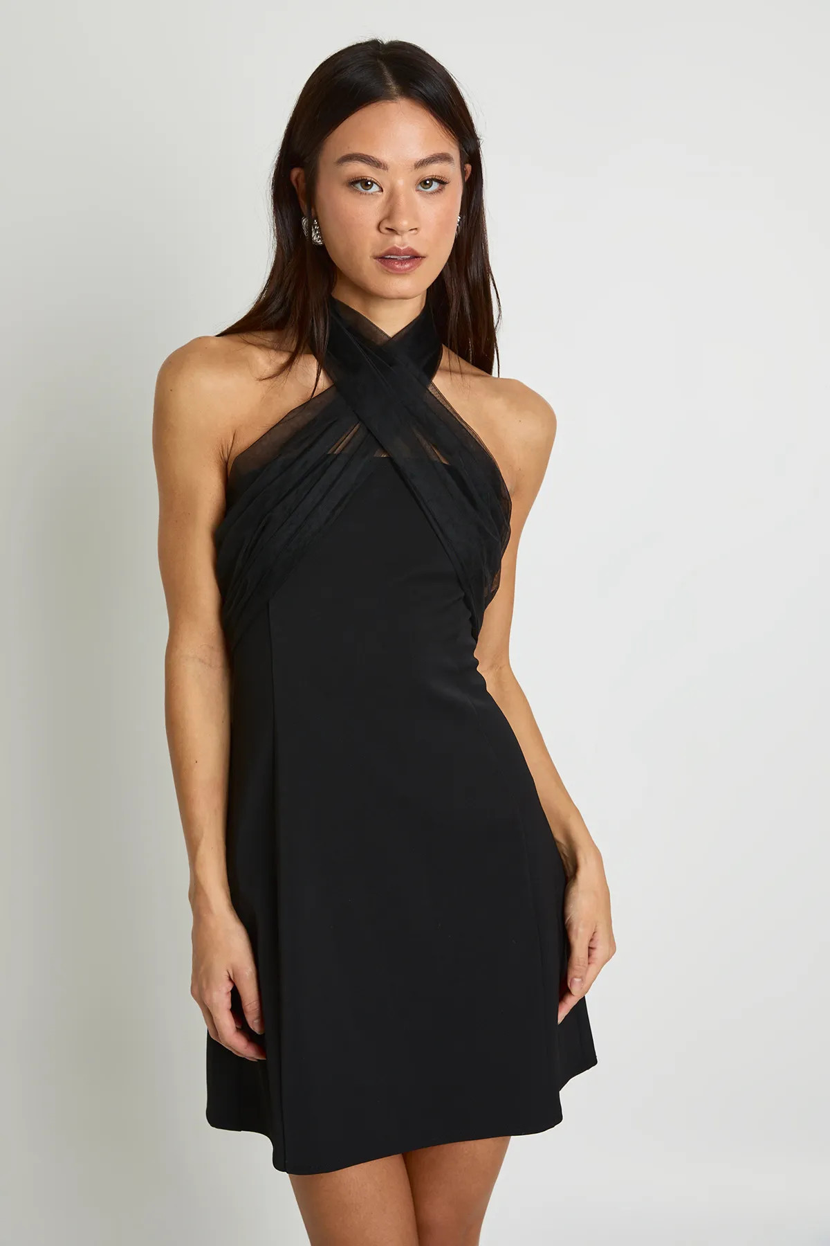Tall Tulle Halterneck Mini Dress | Boohoo.com (UK & IE)