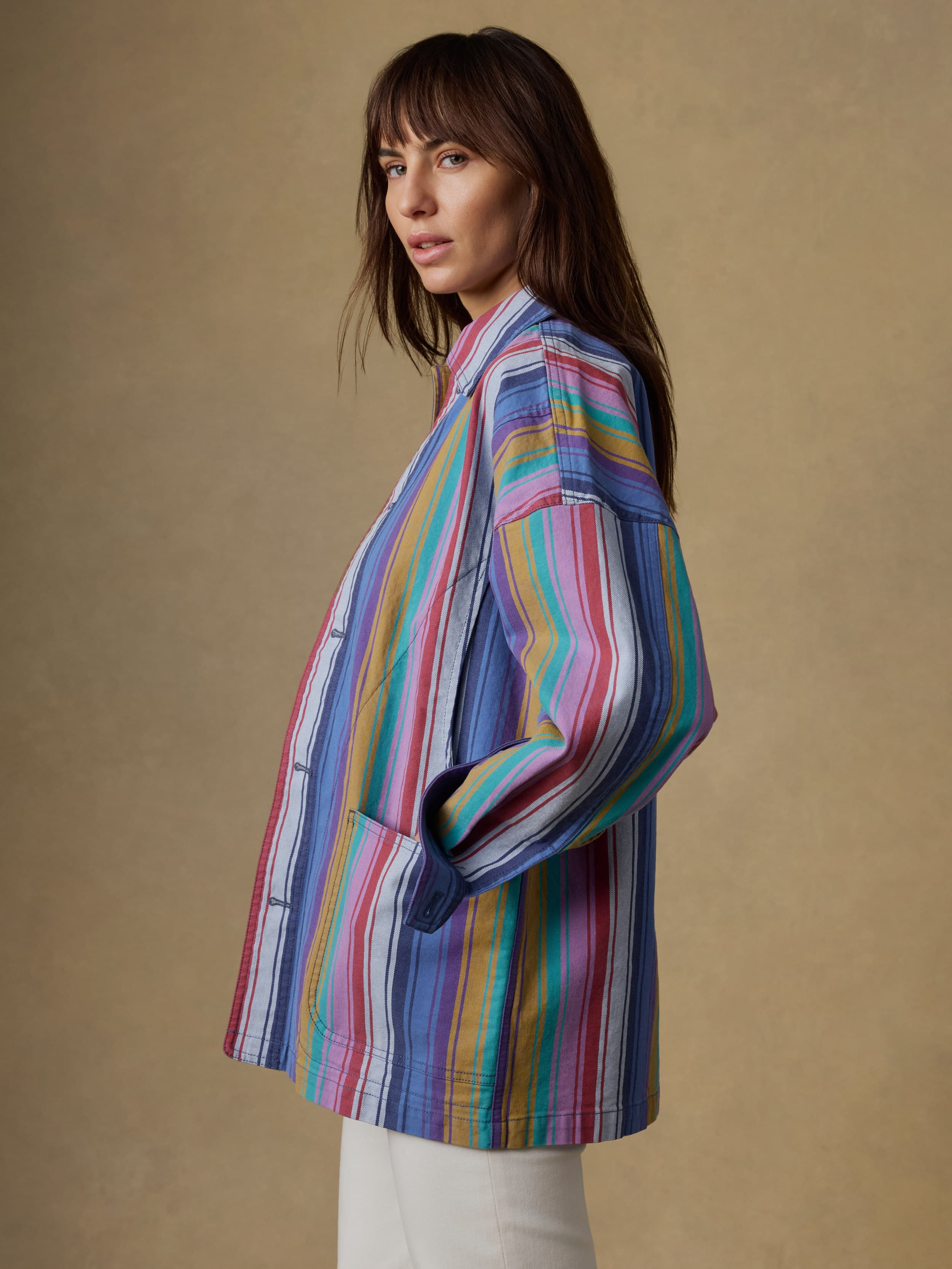 Sunset Denim Chore Jacket - Painted Row Stripe | Faherty