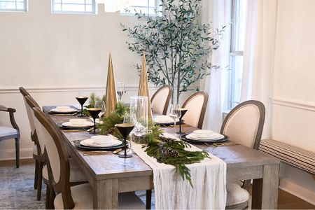 How are you ringing in the New Year? 🥂 I am not ready to put the holiday decor away yet but decided to add in a few black accents to the dining tablescape for a more elegant New Years Eve vibe.


#holiday table
#studio mcgee tree
#nye tablescape
#dining table
#dining room
#dining chandelier

#LTKhome #LTKSeasonal